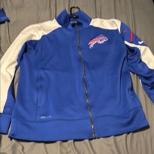 Blue and White Zip-Up Jacket